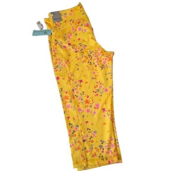 NWT Ideology Womens Floral Compression Active Crop Performance Leggings Pansy XL - Picture 4 of 13
